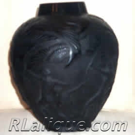 R Lalique Fake Archers Vase In Black Glass - Not by Rene Lalique R Lalique Fake Archers Vase In Black Glass - Not by Rene Lalique