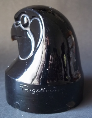 Rigolleau Tete D'Epervier Mascot In Black Glass - A Copy The Rene Lalique Hawk Head Rigolleau Tete D'Epervier Mascot In Black Glass - A Copy The Rene Lalique Hawk Head