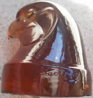 Rigolleau Tete D'Epervier Mascot In Amber Glass - A Copy of The Rene Lalique Hawk Head Rigolleau Tete D'Epervier Mascot In Amber Glass - A Copy of The Rene Lalique Hawk Head
