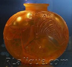 R Lalique Poissons Yellow Vase by Rene Lalique