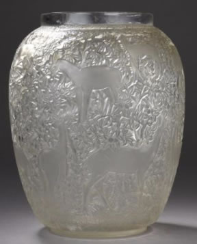 Rene Lalique Vase Biches