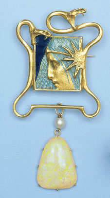 Rene Lalique Brooch Serpents Et Profil De Femme