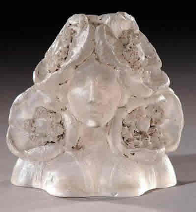 Rene Lalique Buste De Fille Cire Perdue Paperweight