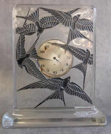 Rene Lalique Clock Cinq Hirondelles