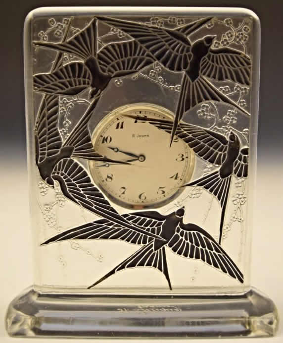 Rene Lalique Clock Cinq Hirondelles