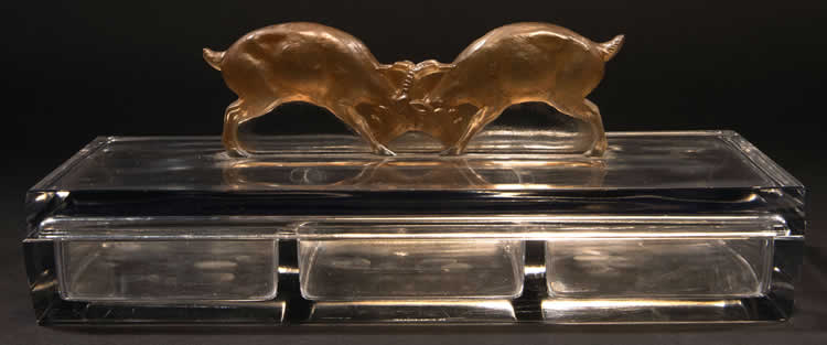 Rene Lalique Cigarette Box Deux Chevres