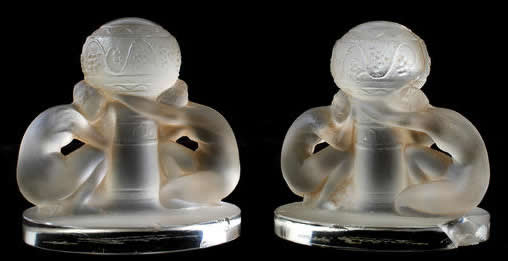 Rene Lalique Menu Card Holder Deux Figurines