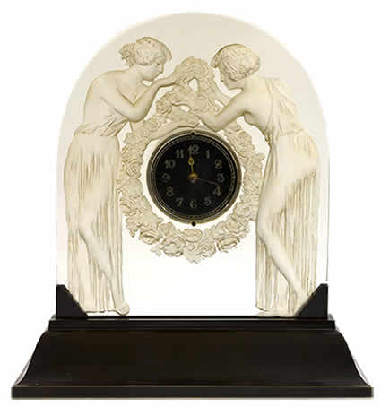 Rene Lalique Clock Deux Figurines