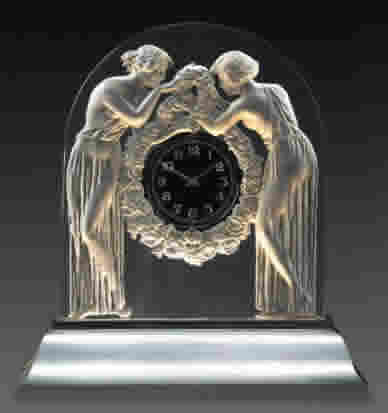 Rene Lalique Clock Deux Figurines