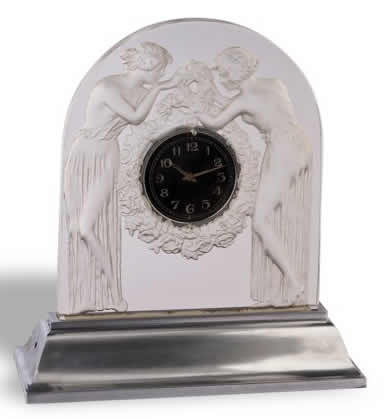 Rene Lalique Clock Deux Figurines