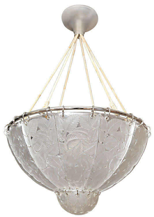 Rene Lalique Light Fixture Feuilles De Charme