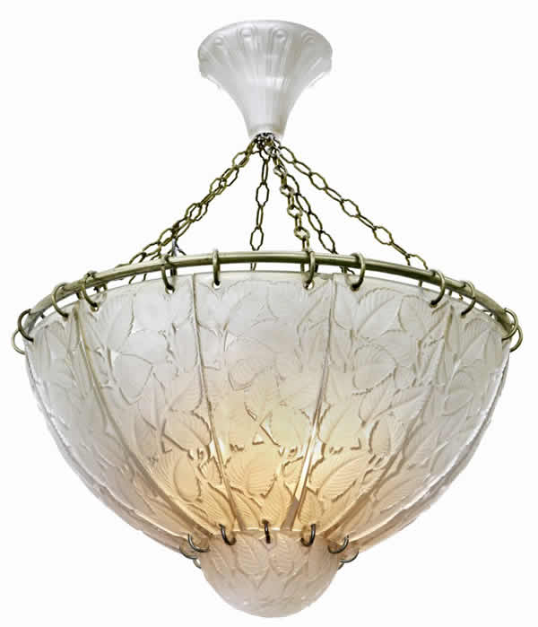 Rene Lalique Light Fixture Feuilles De Charme