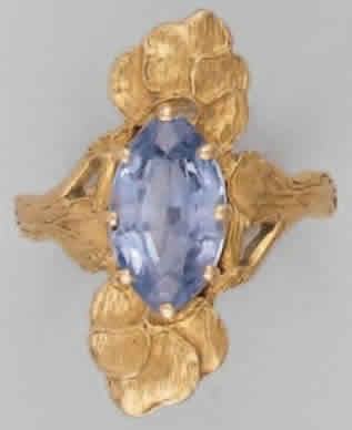 Rene Lalique Feuilles Et Saphir Ring