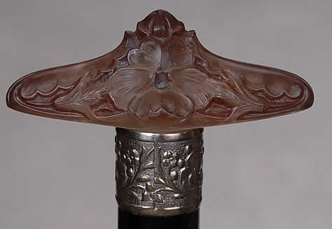 Rene Lalique Cane Handle Fleurs