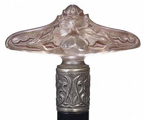 Rene Lalique Cane Handle Fleurs