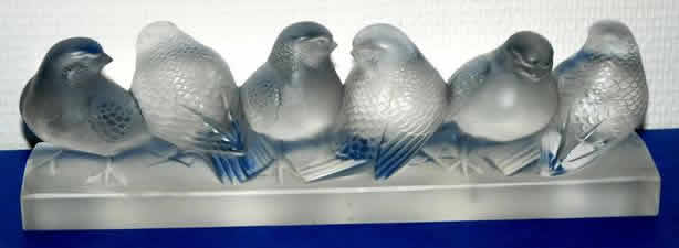 Rene Lalique Decoration Groupe De Six Moineaux