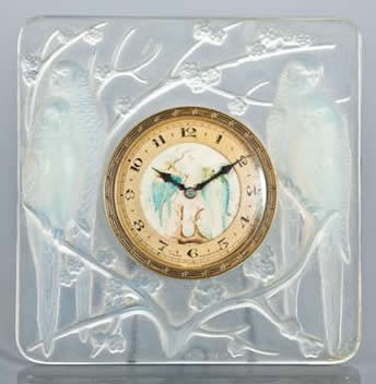 Rene Lalique Desk Clock Inseparables