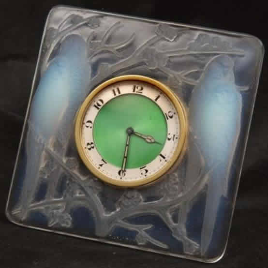 Rene Lalique Desk Clock Inseperables