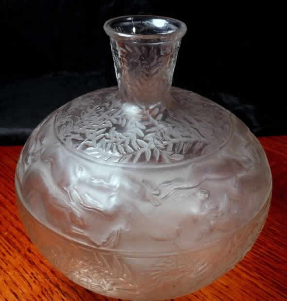 Rene Lalique Vase Lievres