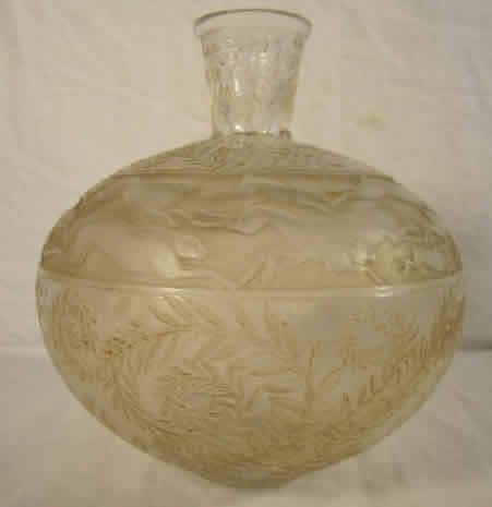 Rene Lalique Vase Lievres
