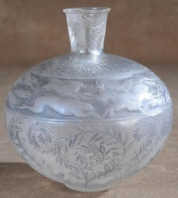 Rene Lalique Vase Lievres