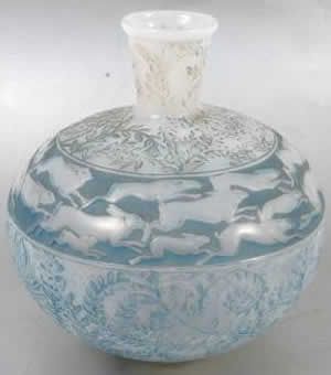 Rene Lalique Vase Lievres