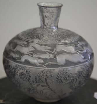 Rene Lalique Vase Lievres