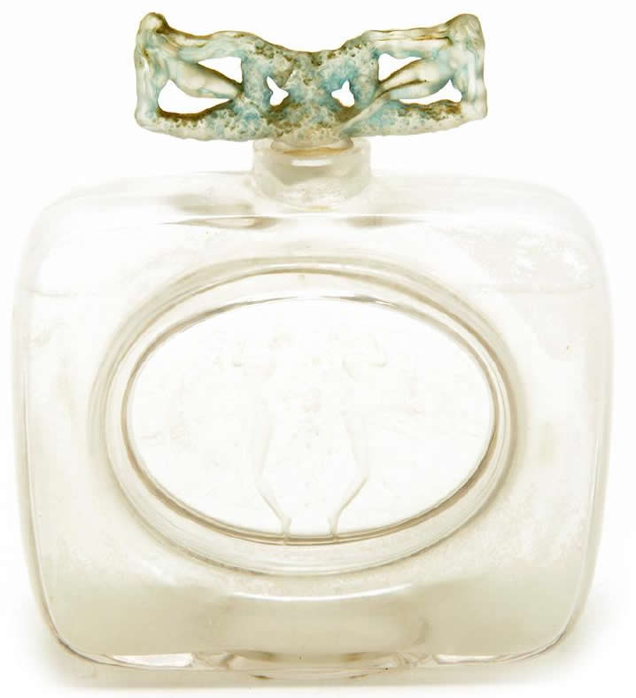 Rene Lalique Perfume Bottle Meplat Deux Figurines