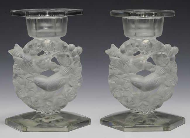 Rene Lalique Candlestick Mesanges