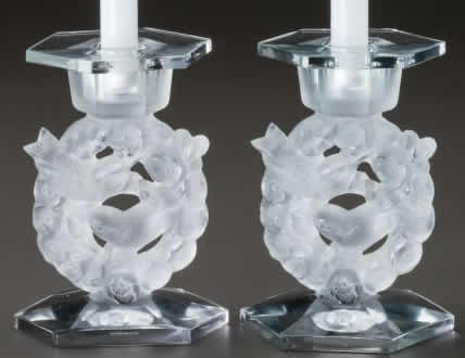 Rene Lalique Candlestick Mesanges