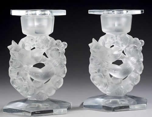 Rene Lalique Candlestick Mesanges