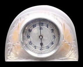 Rene Lalique Desk Clock Moineaux