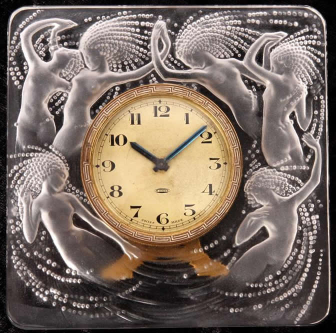 Rene Lalique Strut Clock Naiades