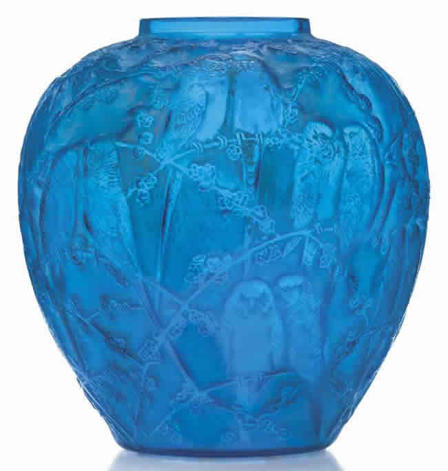 Rene Lalique Vase Perruches
