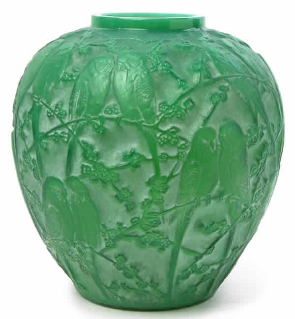 Rene Lalique Vase Perruches