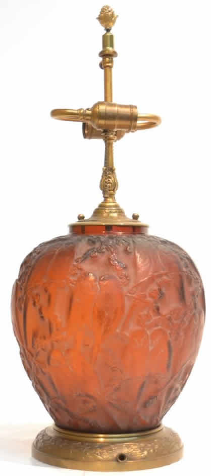 Rene Lalique Perruches Vase Lamp