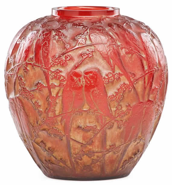 Rene Lalique Vase Perruches