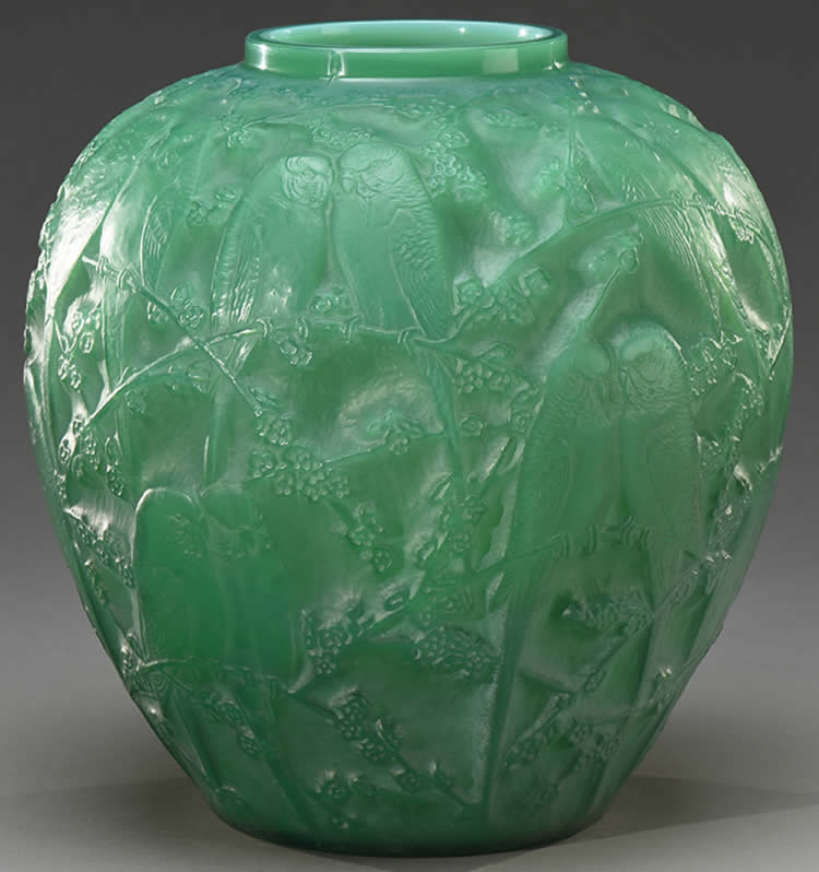 Rene Lalique Vase Perruches