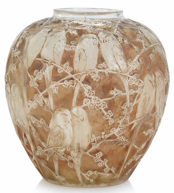 Rene Lalique Vase Perruches