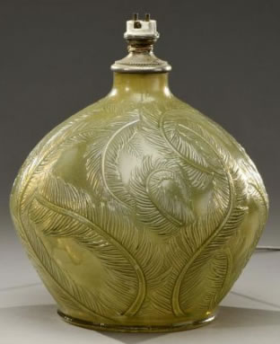 Rene Lalique Plumes Vase Lamp