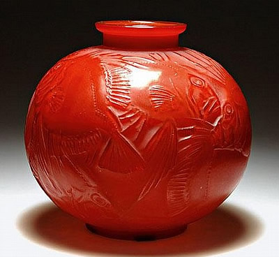 Rene Lalique Vase Poissons