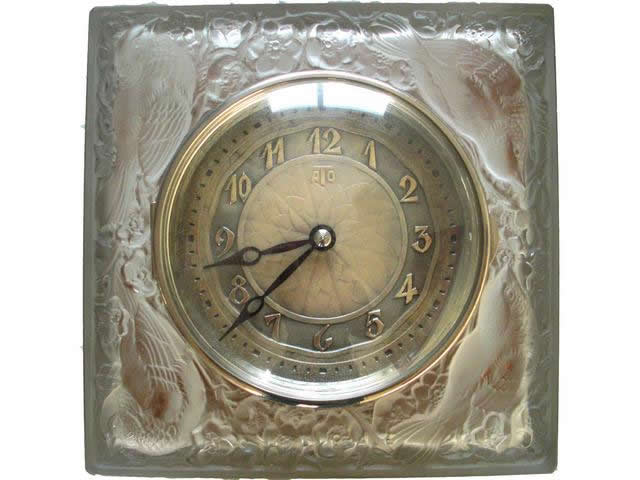 Rene Lalique Quatre Moineaux Du Japon Clock