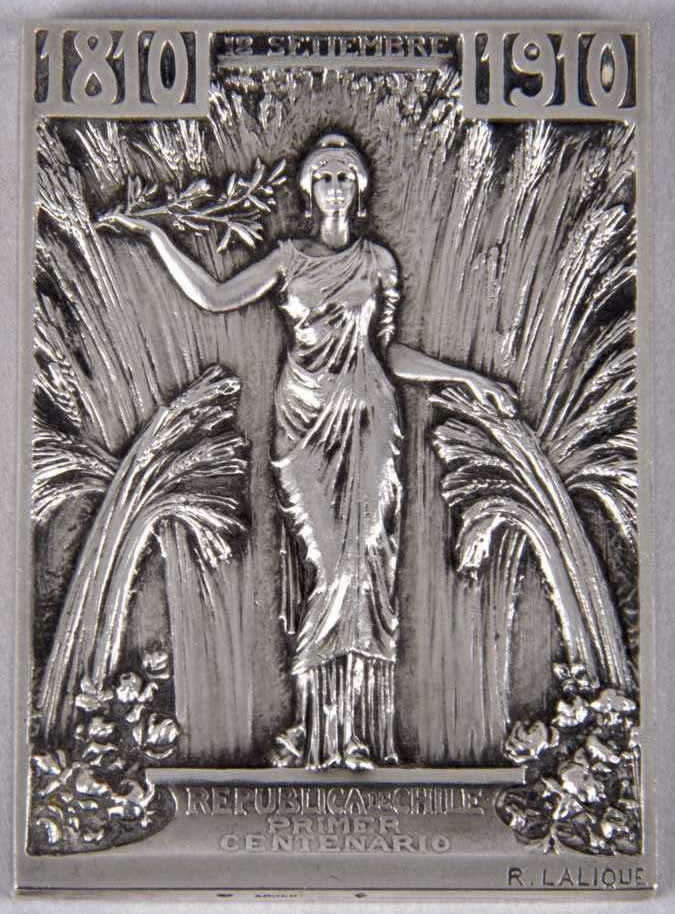 Rene Lalique Plaque Republica De Chile Primer Centario