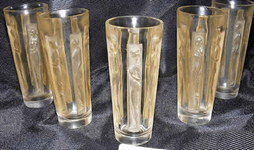 Rene Lalique Liqueur Glass Six Figurines