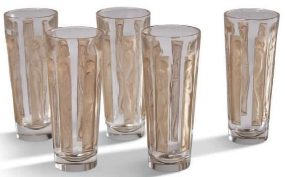 Rene Lalique Shot Glass Six Figurines