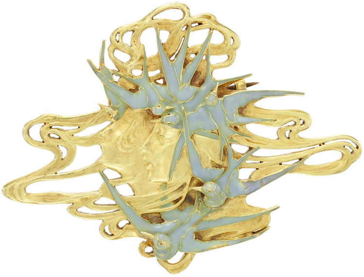 Rene Lalique Brooch Deux Tetes Femmes De Profil