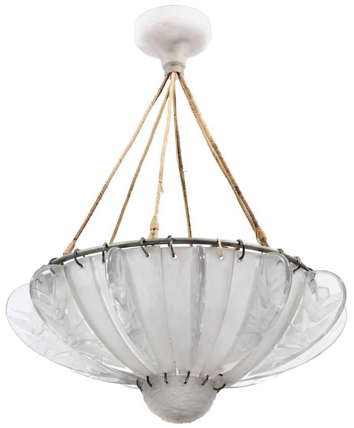 Rene Lalique Hanging Light Fixture Hirondelles