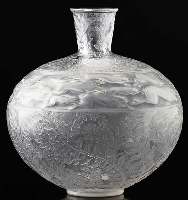 Rene Lalique Vase Lievres