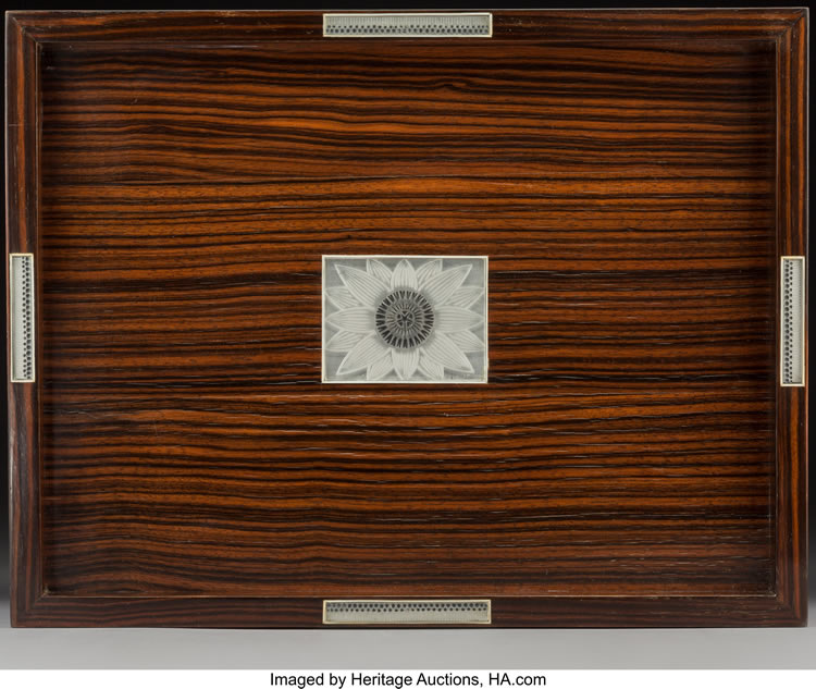 Rene Lalique Lotus Wooden Tray
