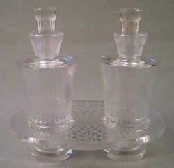 Bourgueil Lalique France Crystal Cruet Set